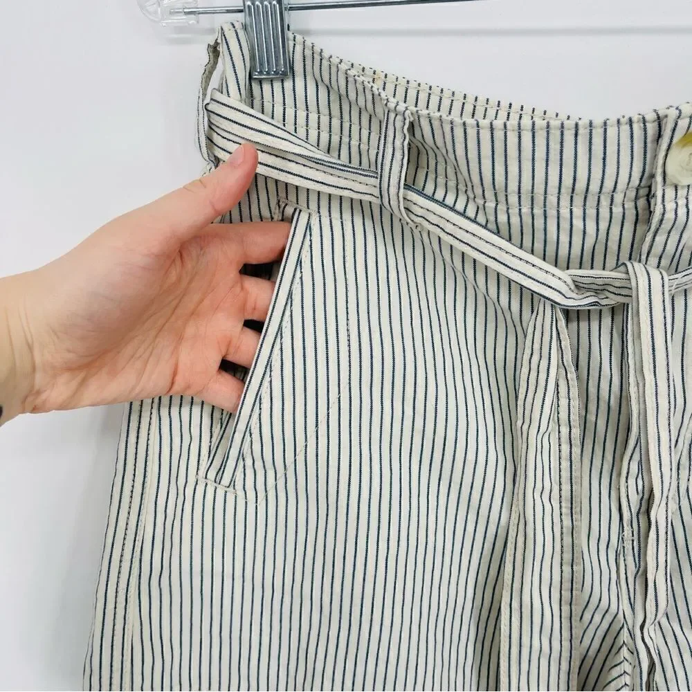 NEW American Eagle Hi-Rise Striped Tie Waist 100% Cotton Shorts Size 12 - Picture 5 of 8